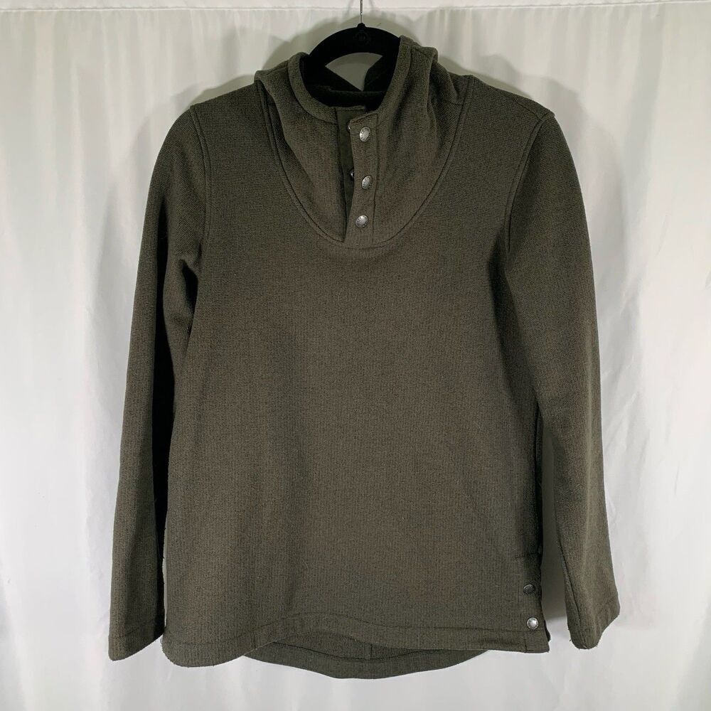 North Face Hoodie Women's Small Green Long Sleeve Knit Snap Pullover